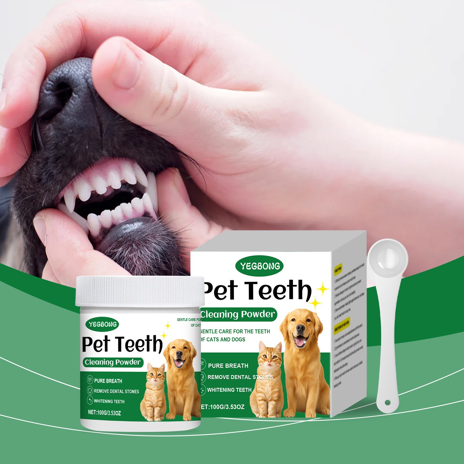 Teeth Whitening Clinic - مسحوق تنظيف أسنان الحيوانات الأليفة يقلل