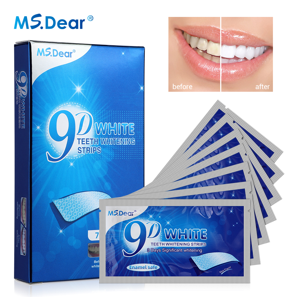9D جل شرائط تنظيف الأسنان البي - مراجعة Teeth Whitening Strips Crest وسعره