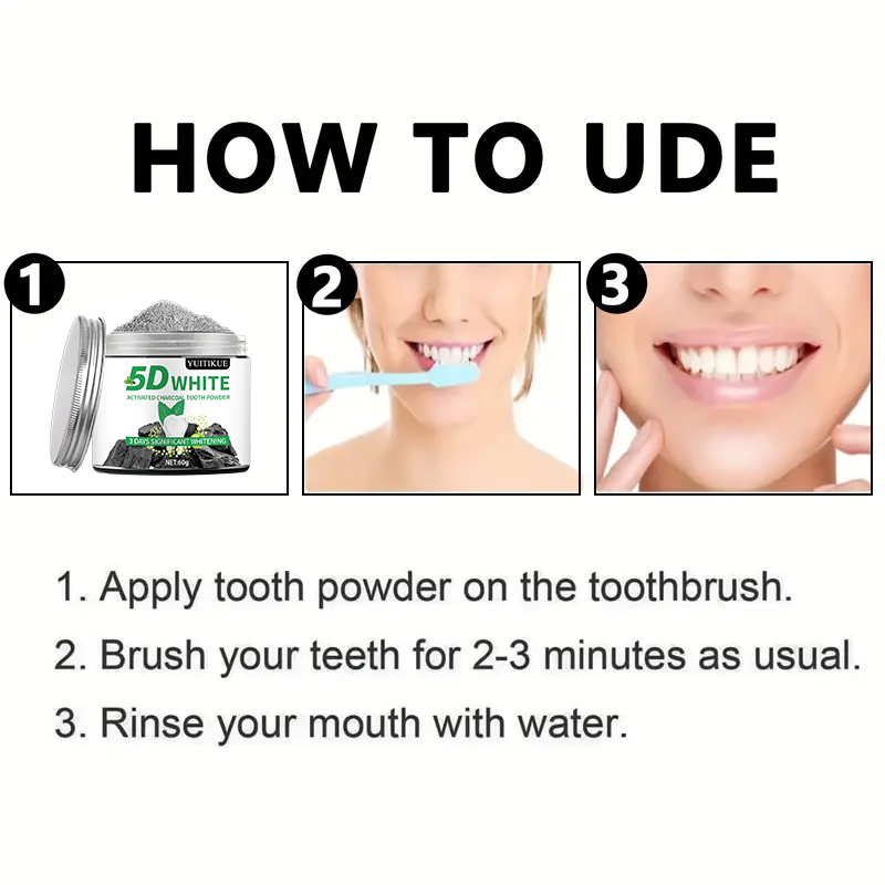 مسحوق أسنان YUlTlKUE 5D بالفحم - مراجعة Teeth Whitening Clinic وسعره