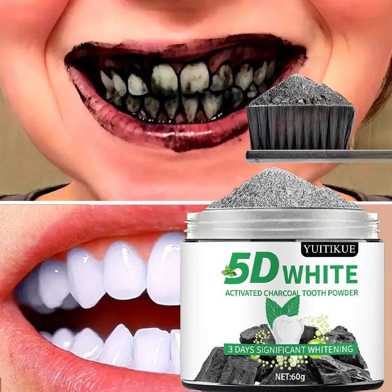 مسحوق أسنان YUlTlKUE 5D بالفحم - مراجعة Teeth Whitening Clinic وسعره