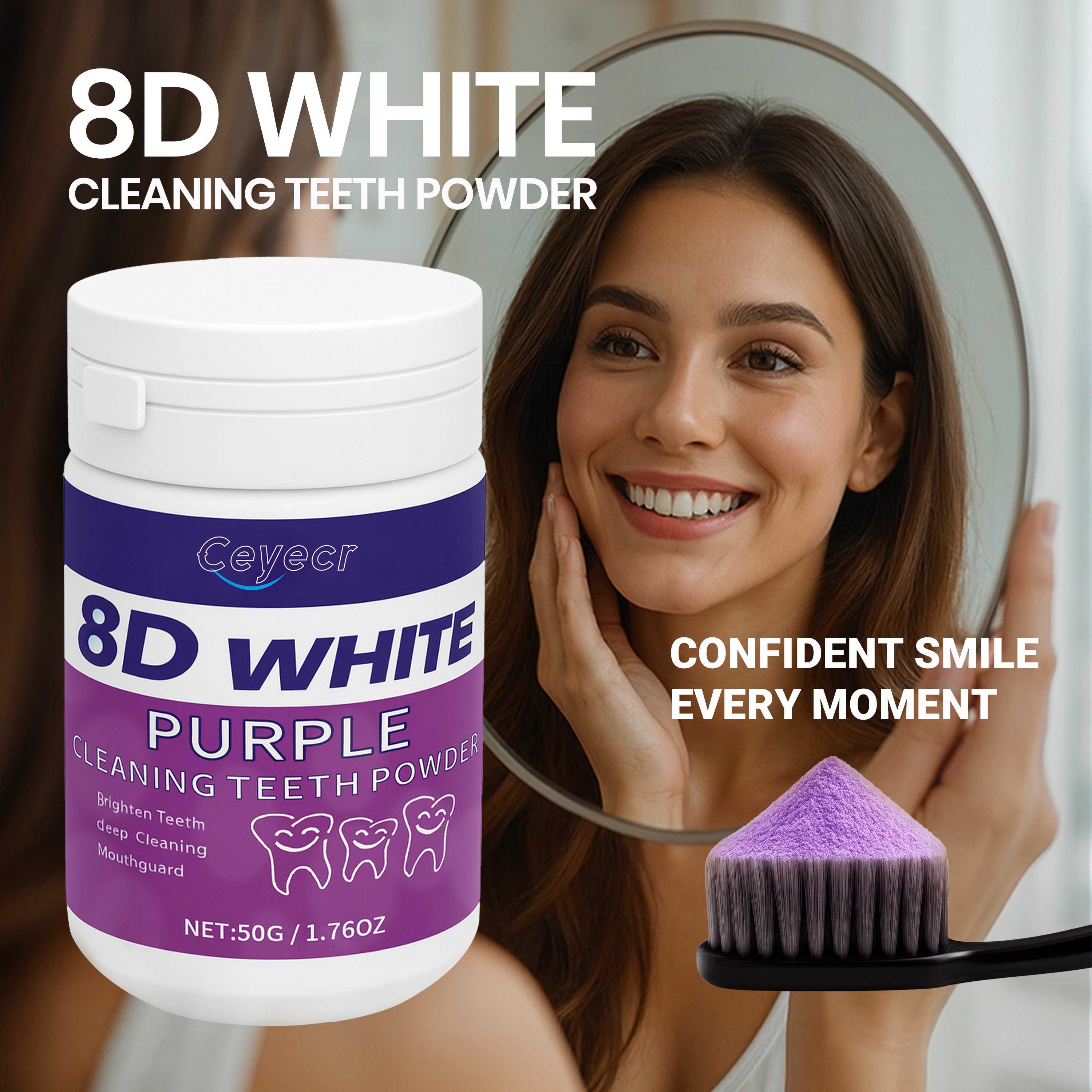 مسحوق تبييض الأسنان الأبيض 8D، - مراجعة Teeth Whitening Clinic وسعره